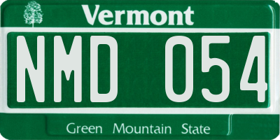 VT license plate NMD054