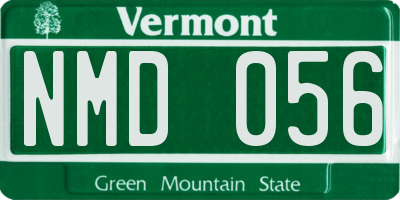 VT license plate NMD056