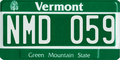 VT license plate NMD059