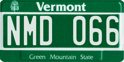 VT license plate NMD066