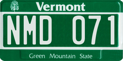 VT license plate NMD071