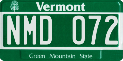 VT license plate NMD072