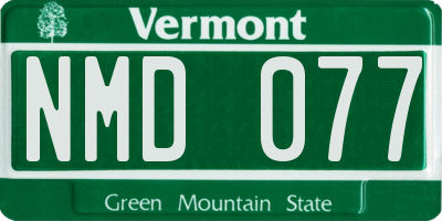 VT license plate NMD077