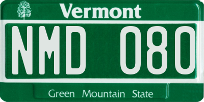 VT license plate NMD080