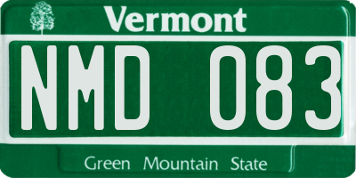 VT license plate NMD083