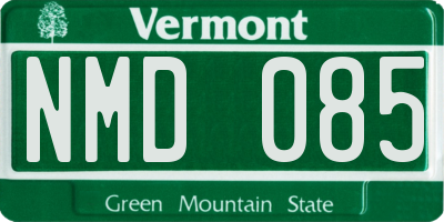 VT license plate NMD085