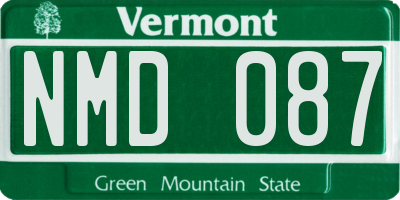 VT license plate NMD087