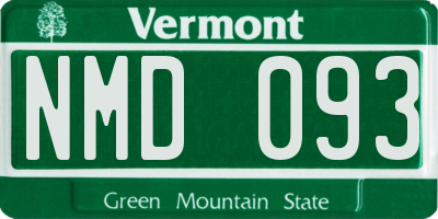 VT license plate NMD093