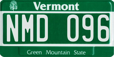 VT license plate NMD096