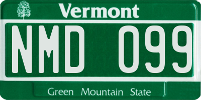 VT license plate NMD099