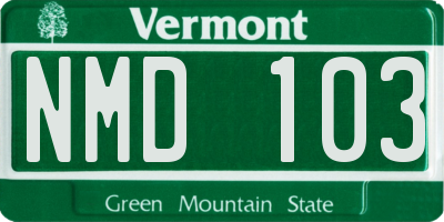 VT license plate NMD103