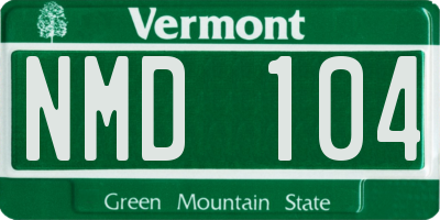 VT license plate NMD104