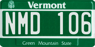 VT license plate NMD106