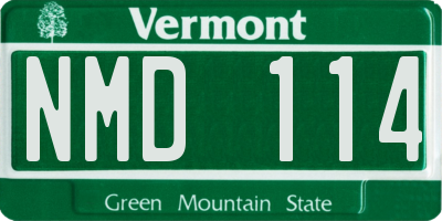 VT license plate NMD114