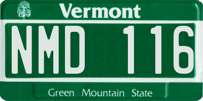 VT license plate NMD116