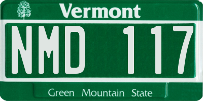 VT license plate NMD117