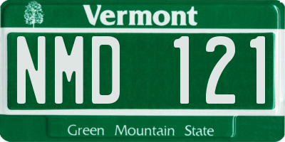 VT license plate NMD121