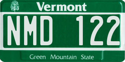 VT license plate NMD122