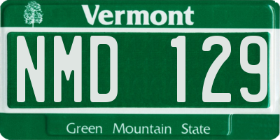 VT license plate NMD129