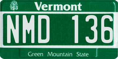 VT license plate NMD136