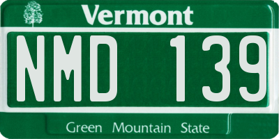 VT license plate NMD139