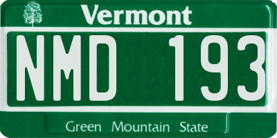 VT license plate NMD193