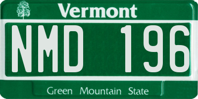 VT license plate NMD196