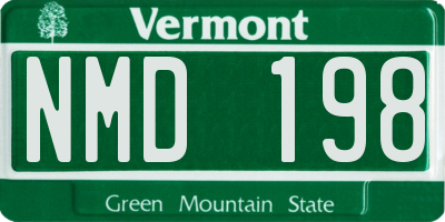 VT license plate NMD198