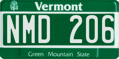VT license plate NMD206