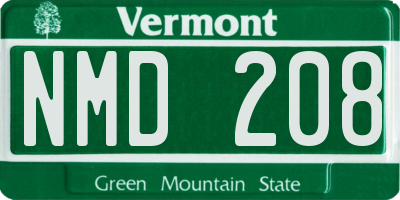 VT license plate NMD208