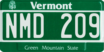 VT license plate NMD209