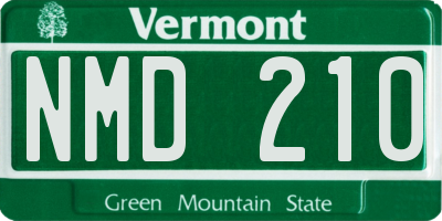 VT license plate NMD210