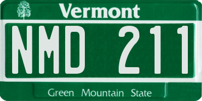 VT license plate NMD211