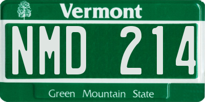 VT license plate NMD214