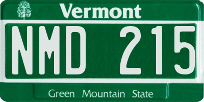 VT license plate NMD215