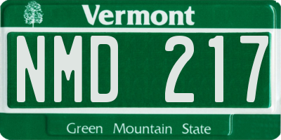 VT license plate NMD217