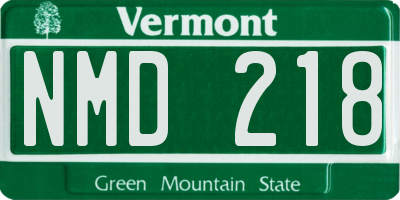 VT license plate NMD218
