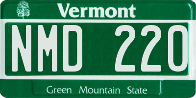 VT license plate NMD220