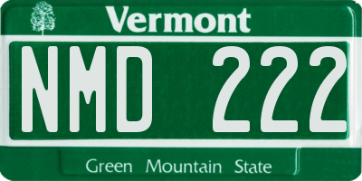 VT license plate NMD222