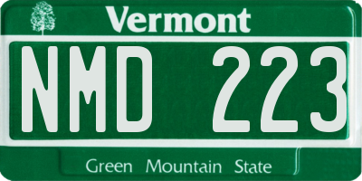VT license plate NMD223