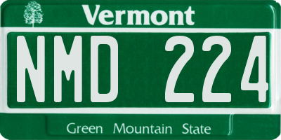 VT license plate NMD224