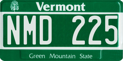 VT license plate NMD225