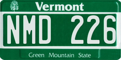 VT license plate NMD226