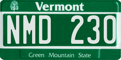 VT license plate NMD230