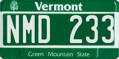 VT license plate NMD233