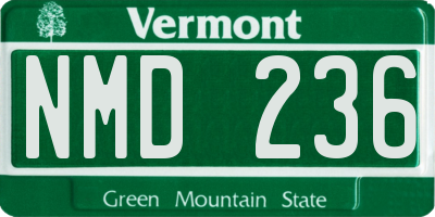 VT license plate NMD236