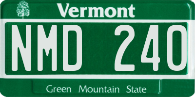 VT license plate NMD240