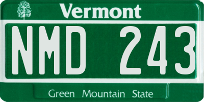 VT license plate NMD243