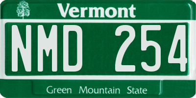 VT license plate NMD254