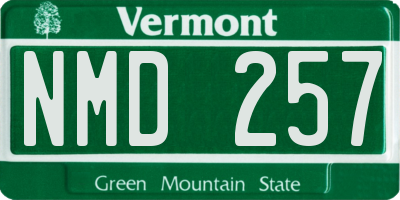VT license plate NMD257
